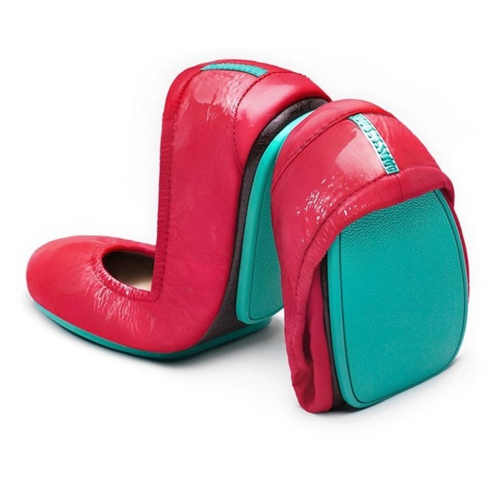 TIEKS Foldable Ballet Flats Patent Leather In Razzleberry Size 9 Preppy Colorful